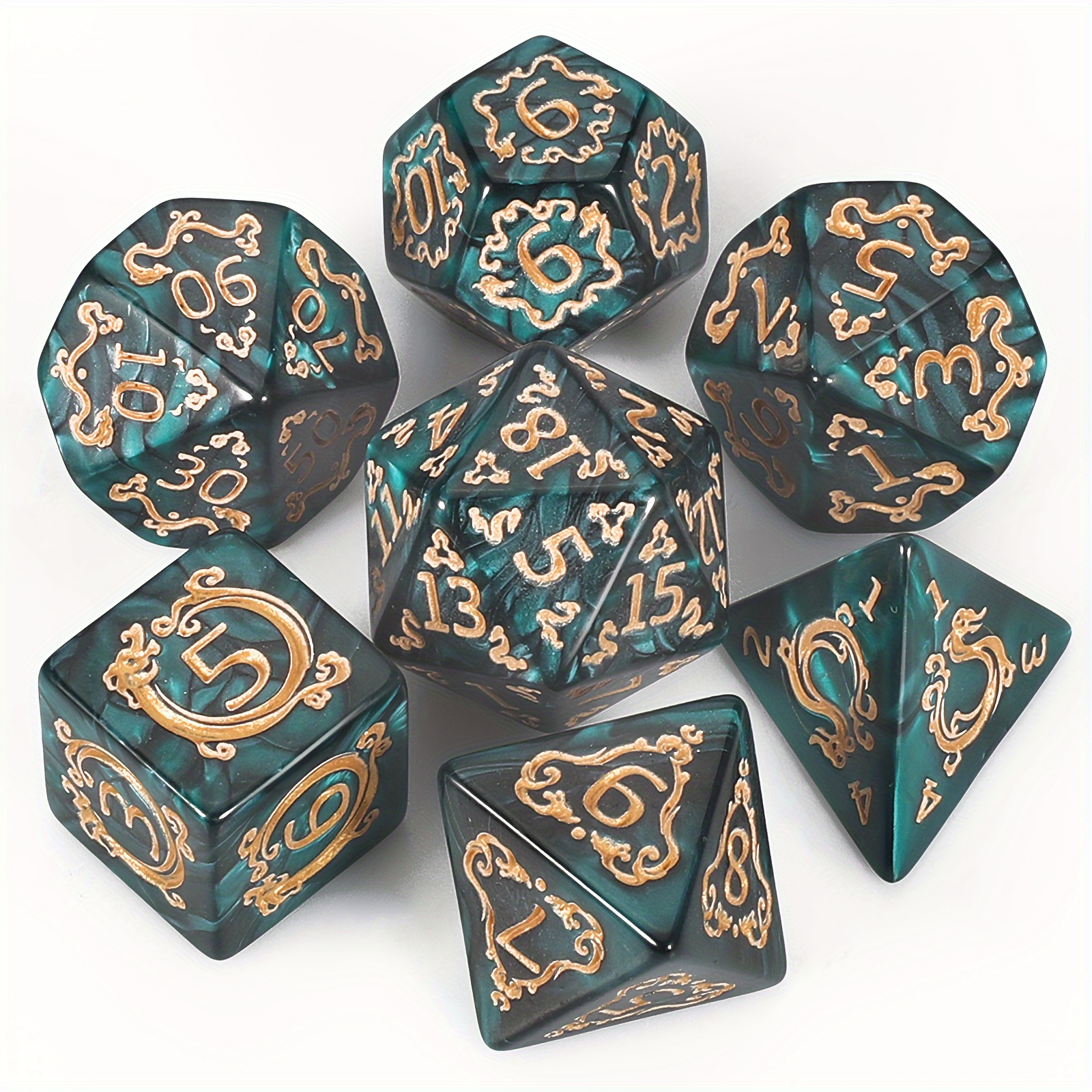 Premium Polyhedral Dice Set (7pcs) with Drawstring Bag